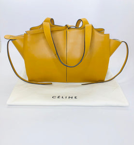 Celine Blonde Calfskin Medium Tri-Fold Bag