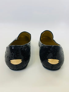 Jimmy Choo Black Sequin Wheel Loafer Size 41
