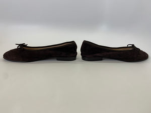 CHANEL Brown Suede Ballerina Flats Size 39
