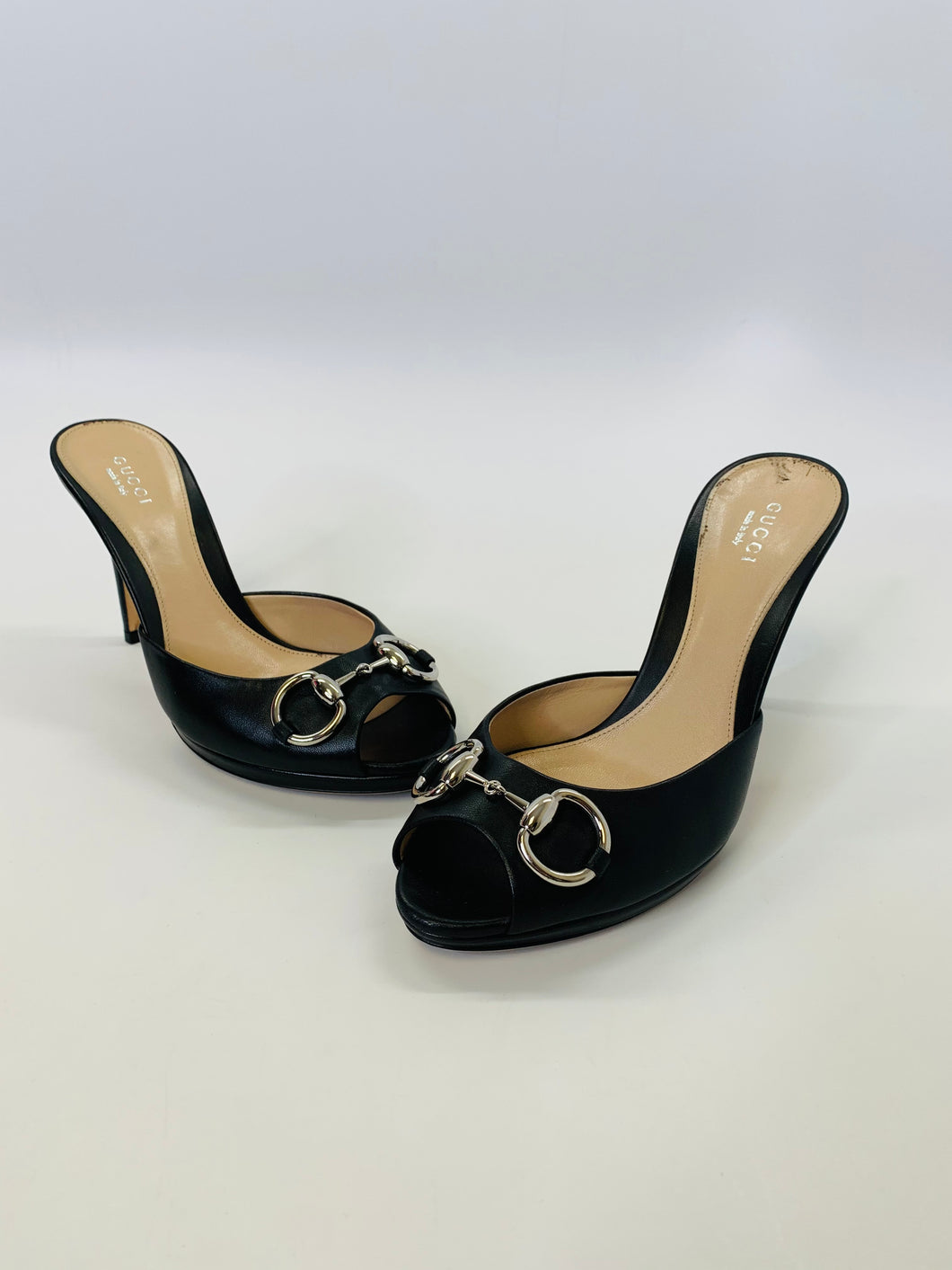 Gucci Black Horsebit Platform Sandals Size 37