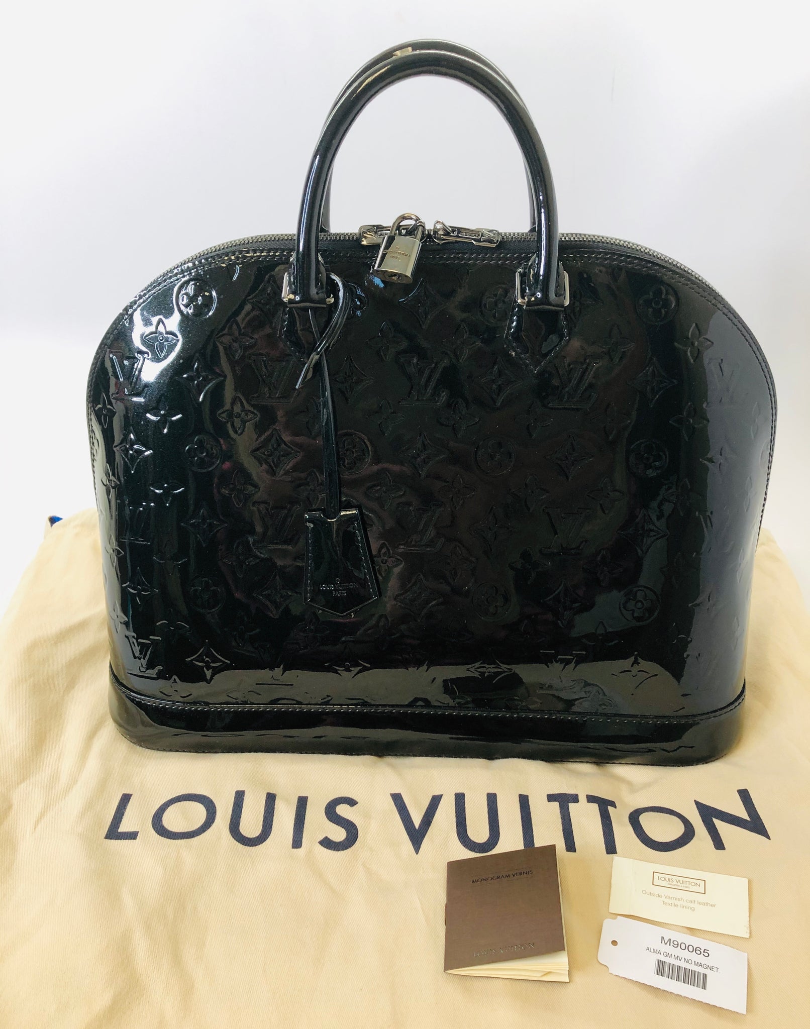 Louis Vuitton Black Monogram Vernis Alma BB Bag Louis Vuitton
