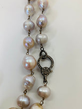 Load image into Gallery viewer, Rainey Elizabeth Long Pearl and Pave Diamond Necklace