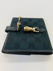 Gucci Black GG Canvas and Leather Wallet