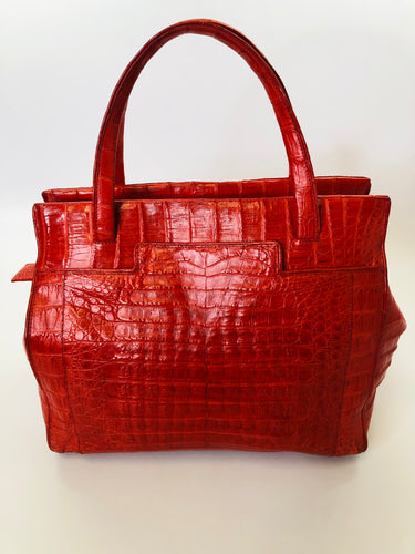 Nancy Gonzalez Red Crocodile Top Handle Bag