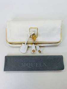 Alexander McQueen White Leather Skull Clutch