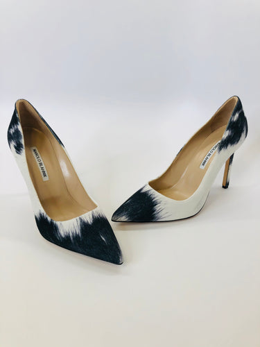 Manolo Blahnik Black and White BB 90 Pumps Size 39 1/2