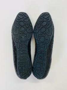 Jimmy Choo Black Sequin Wheel Loafer Size 41