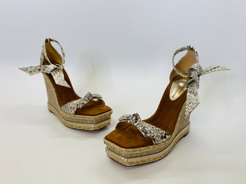 Alexandre Birman Natural and Golden Clarita Wedge size 38 1/2