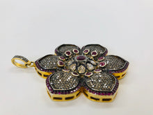Load image into Gallery viewer, Rainey Elizabeth Diamond and Ruby Flower Pendant