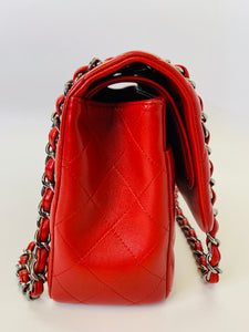 CHANEL Red Leather Large Classic Double Flap Bag