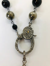Load image into Gallery viewer, Rainey Elizabeth Black Onyx, Tourmaline and Pyrite Long Necklace