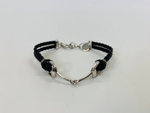 Load image into Gallery viewer, Gucci Sterling Silver and Black Leather Horsebit Bracelet