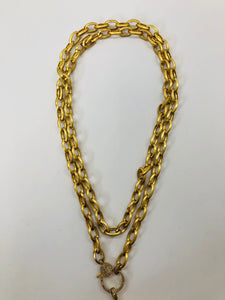 Rainey Elizabeth Long Brass and Diamond Necklace