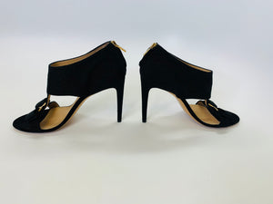 Salvatore Ferragamo Black Suede Zip Back Sandals Size 9