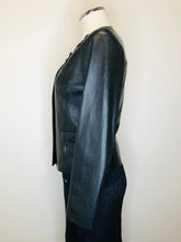 Load image into Gallery viewer, CHANEL Black Lambskin Camellia Embroidered Jacket Size 36