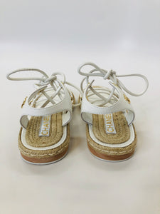 CHANEL White Strappy Sandals Size 38