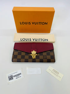 Louis Vuitton Damier Ebene and Raisin Leather Clapton Wallet