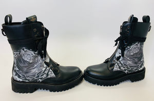 Valentino Garavani Black and White Combat Boots Sizes 37 and 38