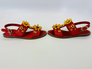 Dolce & Gabbana Floral Embellished Flat Sandals Size 41