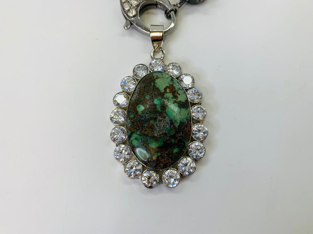 Rainey Elizabeth Large Turquoise and Crystal Pendant