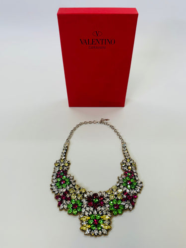 Valentino Garavani Crystal Flower Collar Necklace