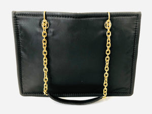 Prada Tessuto Leather Flap Wallet on Chain Black