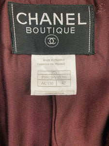 CHANEL Aubergine Jacket With Silver CC Buttons Size 42