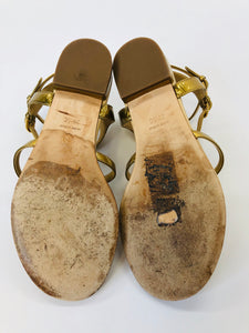 CHANEL Laminated Lambskin CC Thong Sandals size 37 1/2