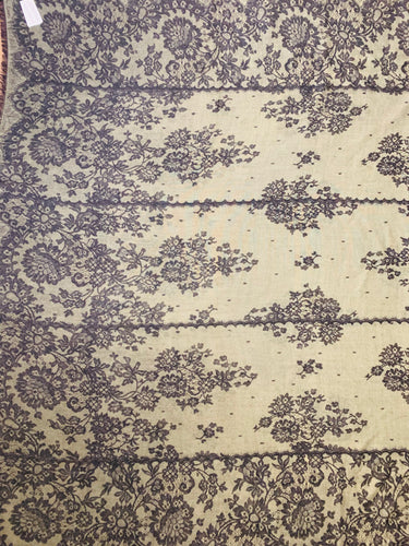 Valentino Garavani Large Green and Black Lace Print Shawl