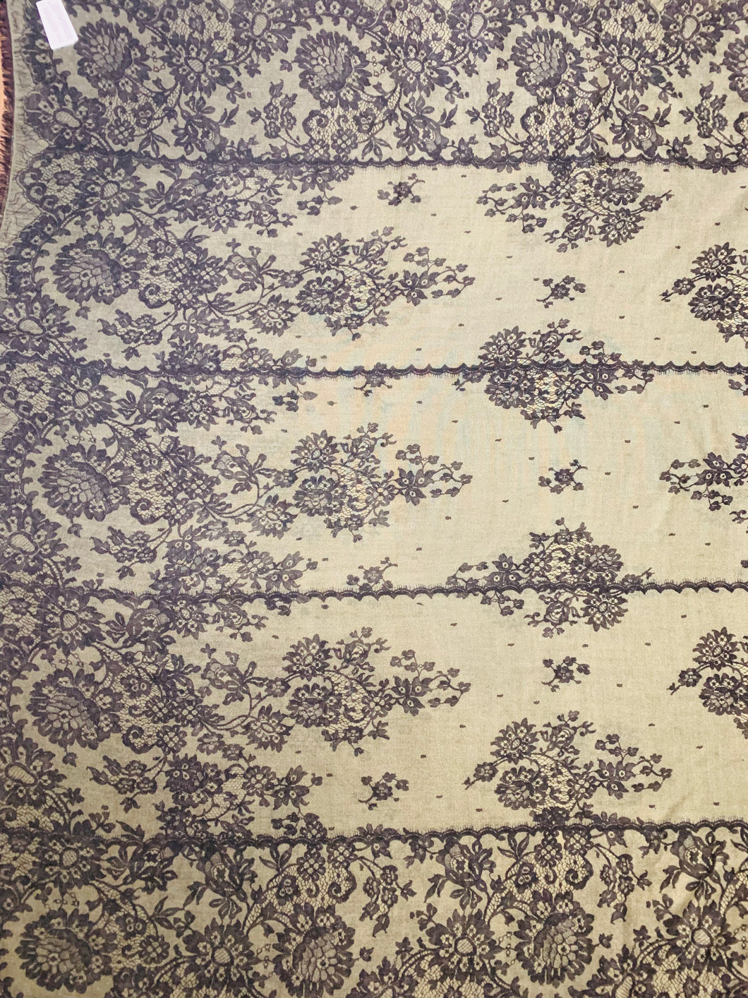 Valentino Garavani Large Green and Black Lace Print Shawl