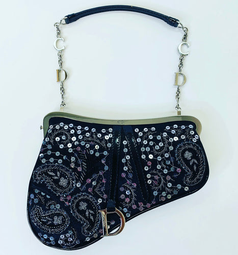 Christian Dior Limited Edition Mini Beaded Saddle Bag