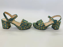 Load image into Gallery viewer, Prada Turquoise and Gold Metallic Sandals Size 38 1/2