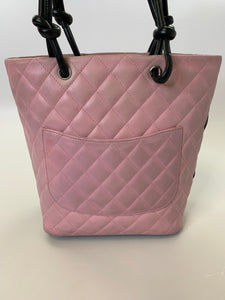 CHANEL Pink and Black Ligne Cambon Small Bucket Tote Bag