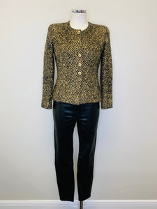 CHANEL Black and Gold Tweed Jacket Size 36 – JDEX Styles