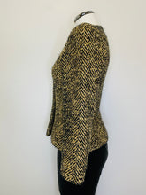 Load image into Gallery viewer, CHANEL Black and Gold Tweed Jacket Size 36