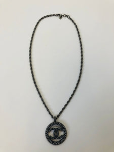 CHANEL Large Grey Pearl Pendant Necklace