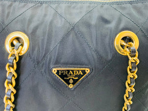 Prada, Bags, Prada Quilted Nylon Tote Bag With Gold Chain