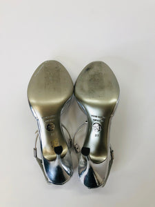 Dolce & Gabbana Silver Leather Sandals Size 37
