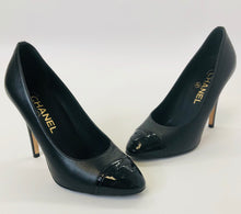 Load image into Gallery viewer, CHANEL Black CC Toe Pumps size 35 1/2