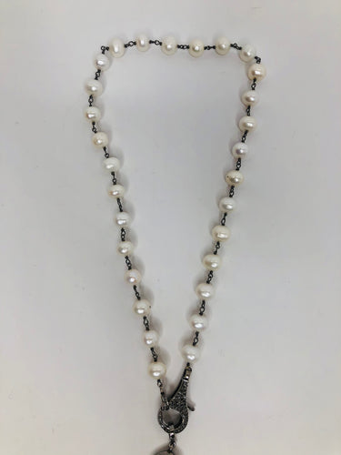 Rainey Elizabeth Short Pearl and Diamond Necklace