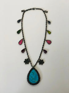 Rainey Elizabeth Sapphire, Diamond and Turquoise Necklace
