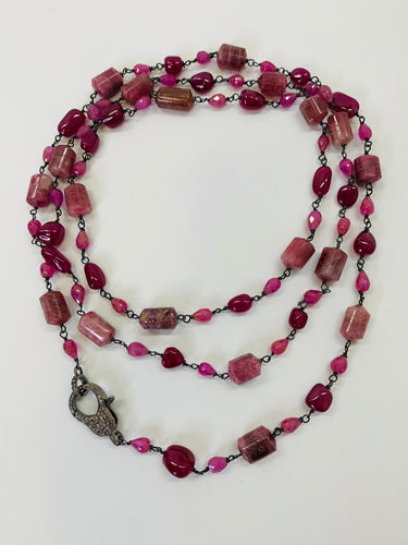 Rainey Elizabeth Ruby, Pink Tourmaline and Diamond Necklace