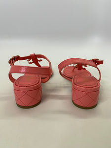 CHANEL Coral Pink Thong Sandals Size 38