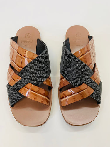 Brunello Cucinelli Precious Strap Slides Size 37