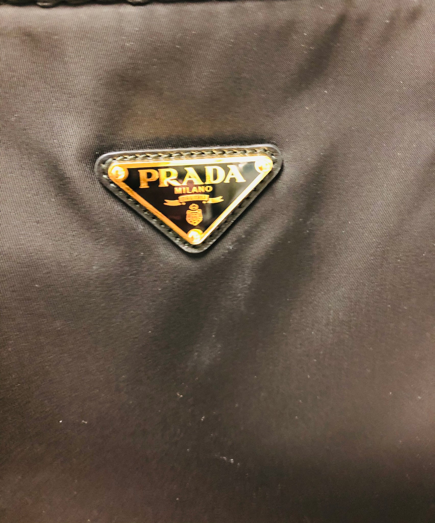 Leather - Nylon - Hardware - Shoulder - Bag - Gold - Logo - PRADA