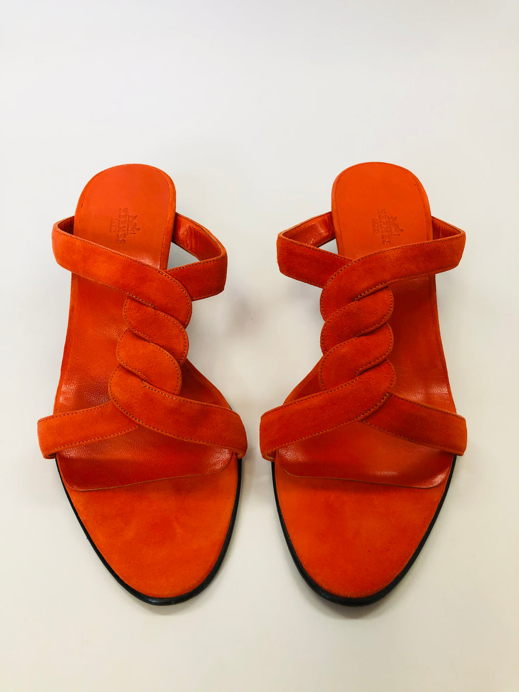 Hermès Orange Suede Sandals Size 40