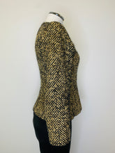 Load image into Gallery viewer, CHANEL Black and Gold Tweed Jacket Size 36