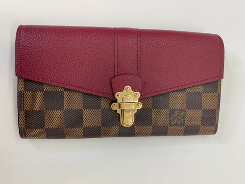 Louis Vuitton Damier Ebene and Raisin Leather Clapton Wallet