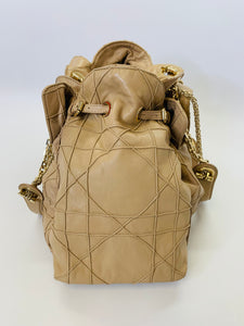 Christian Dior Le Trente Drawstring Camel Cannage Tote Bag
