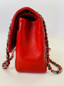 CHANEL Red Leather Large Classic Double Flap Bag